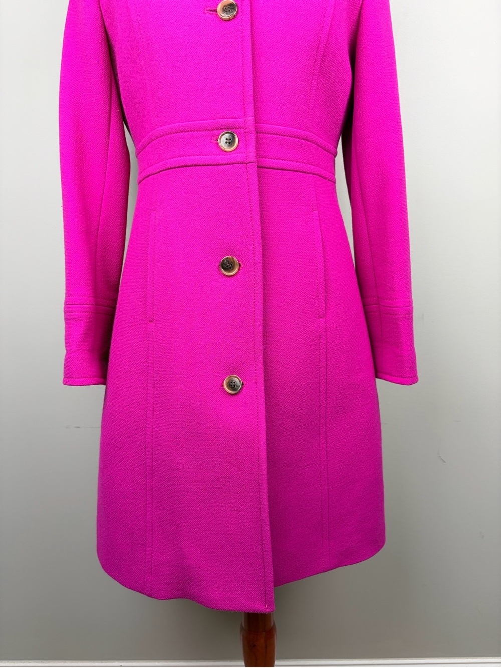 J.Crew Lady Day Coat Women’s 6 Fuchsia Pink Wool Thinsulate Double Cloth - Picture 3 of 11